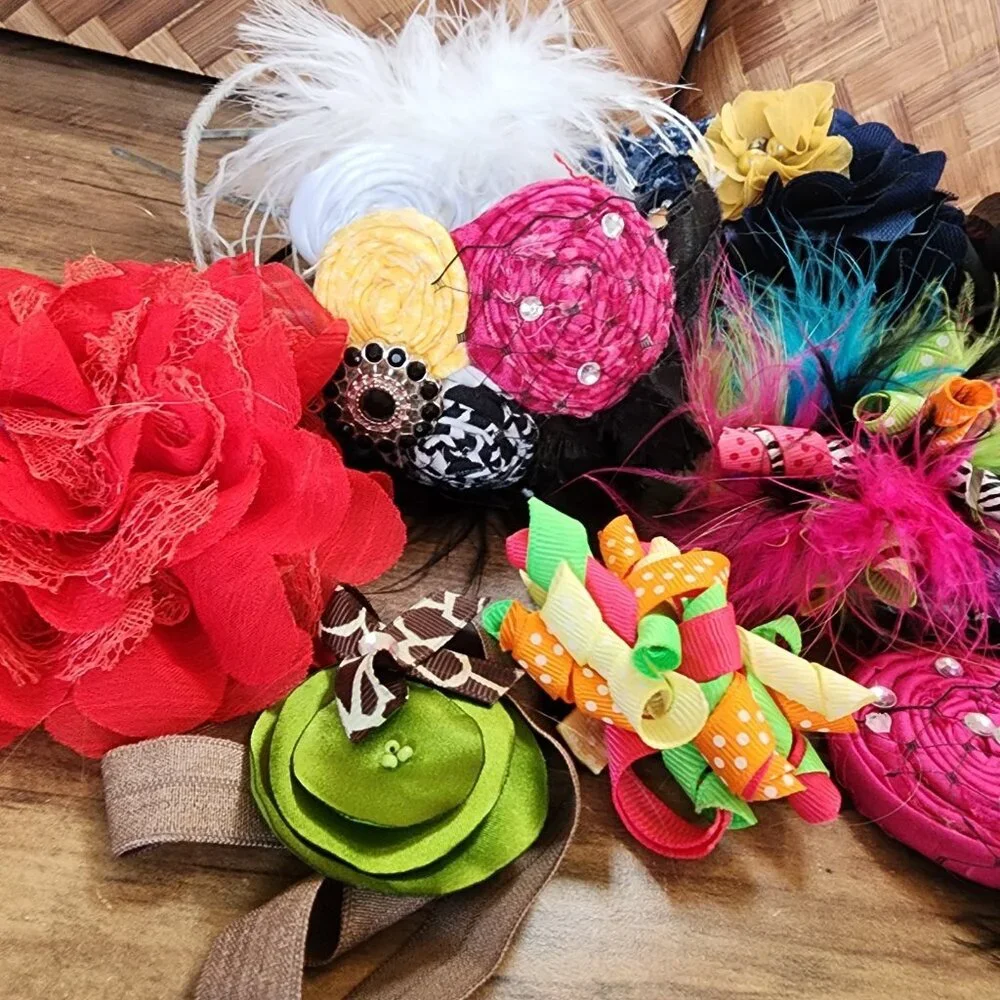 Lot of 14‎ Boutique Handmade Headbands Clips Barrettes Necklace Dress Up Props